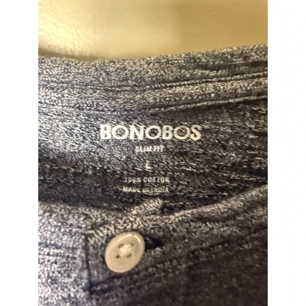 Bonobos Slim Fit Long Sleeve T Shirt Mens L Gray 1/4 Button Up Casual Breathable
